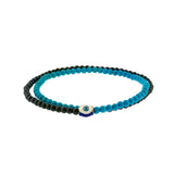 SILVER 925 ENAMEL EVIL EYE STONES LAPIS TURQUOISE DOUBLE WRAP BRACELET BY RUIGOS