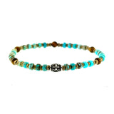 Sterling Silver Cross Barrel Beaded Turquoise Hematite  Bracelet By Ruigos.