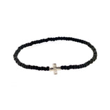 Ruigos Bracelet Mini Cross Silver Sterling 924 Beaded  Black Color