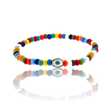 Ruigos Bracelet Evil Eye Silver Sterlin In Ebamel 925 Enamel Colorful Beads  Stretchy