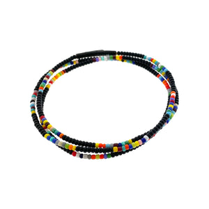 Triple Wrap Bracelet  Beaded Black and Colorful whit Clasp Logo By Ruigos